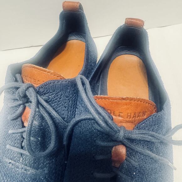 Cole Haan ZeroGrand Wingtip Oxford Shoes Mens 10 Navy Blue Stitchlite Mesh laces main image 5